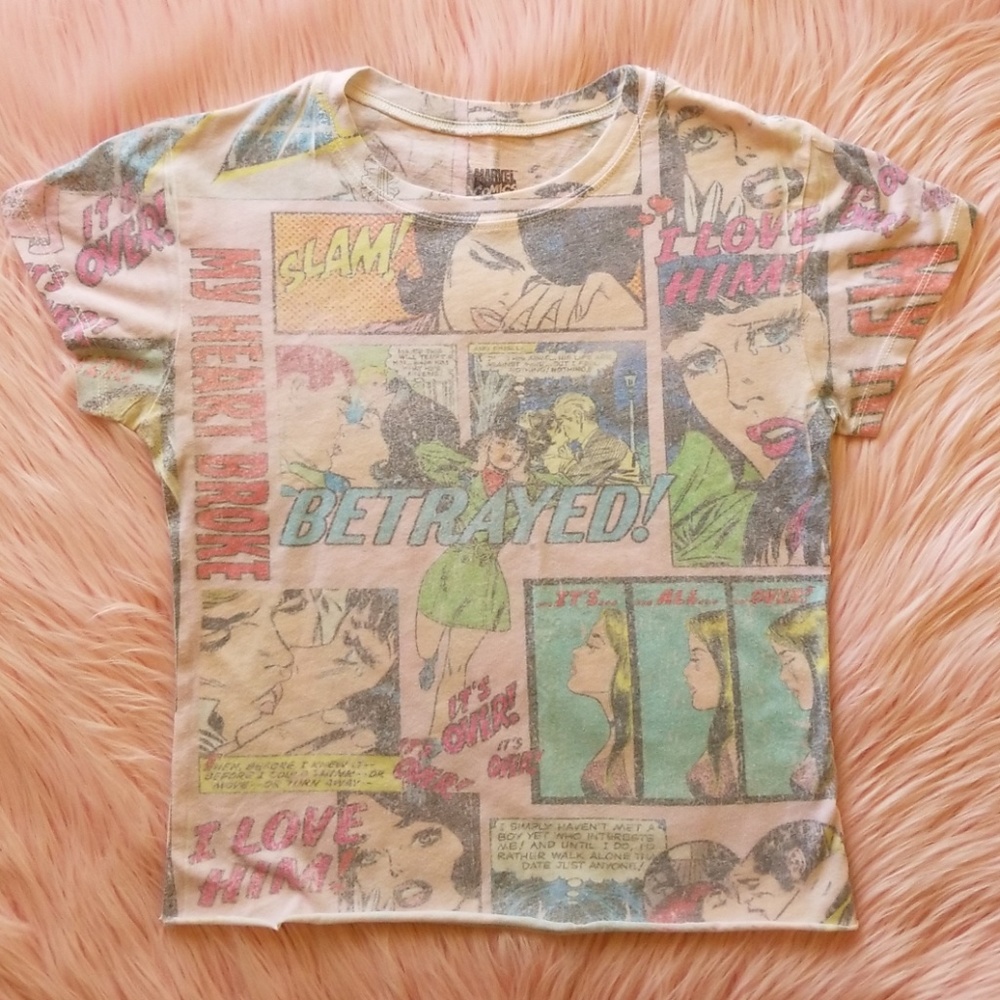 💖 Marvel Comics Pink Comic Crop Top